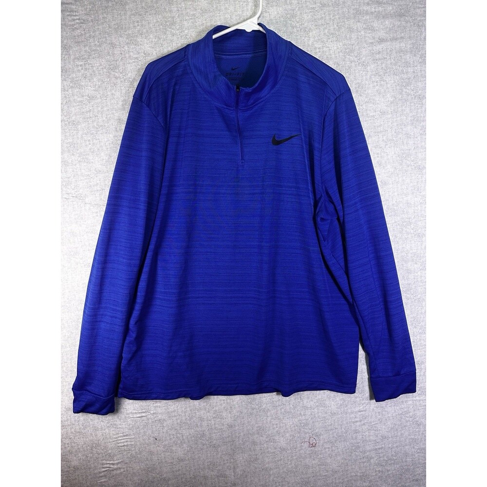 Nike Pullover Men's XL Blue Heathered Quarter Zip Running Lightweight Logo Top
